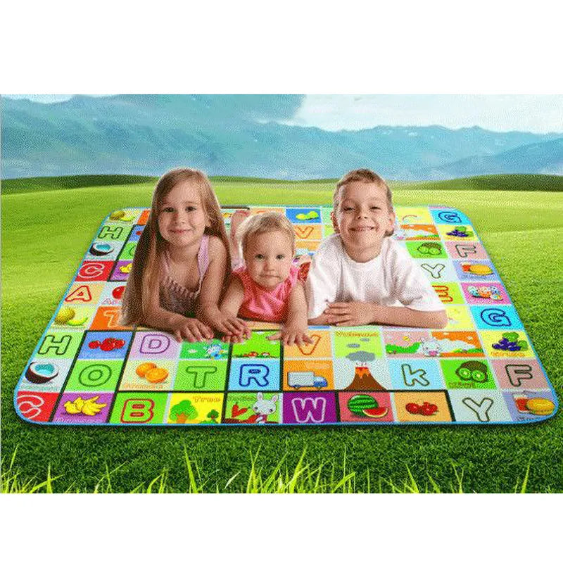 Unisex waterproof baby play mat, vibrant colors, for indoor/outdoor tummy time and infant play.