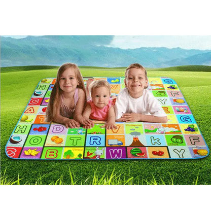Unisex waterproof baby play mat, vibrant colors, for indoor/outdoor tummy time and infant play.
