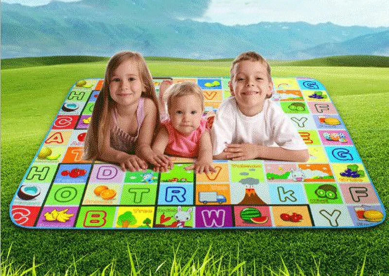 Compact folded waterproof baby play mat, easy to carry for outdoor adventures or indoor use.