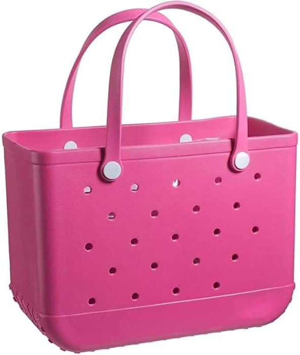 Spacious perforated gym bag with drain holes for ventilation.