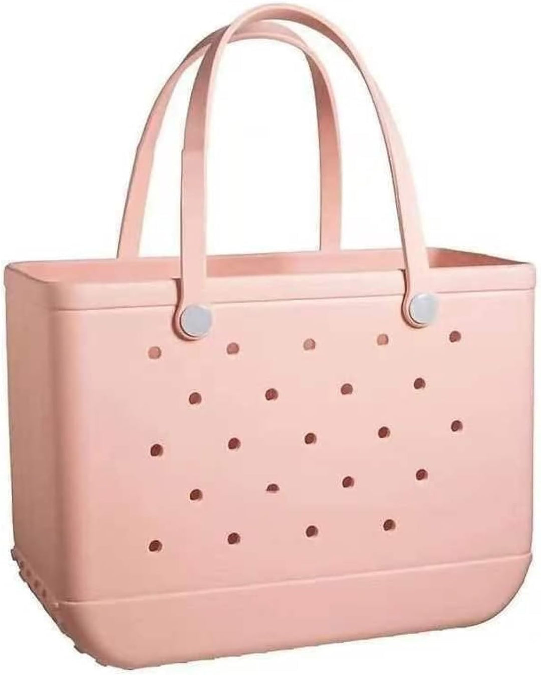 Large market tote, easy-clean waterproof material with drain holes.