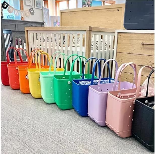 Market & beach basket bag, durable, waterproof, with drain holes.
