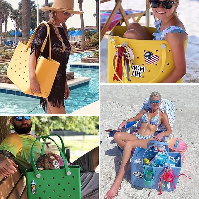 Stylish unisex market tote bag, perforated design & drain holes.