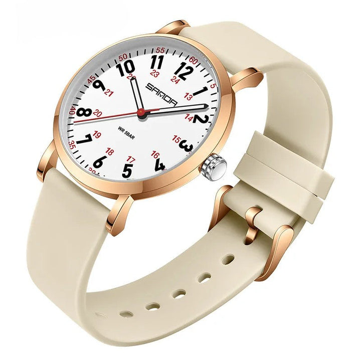 Luminous easy-read waterproof watch for healthcare pros. Unisex design, sweep second hand. Medical professional gear.
