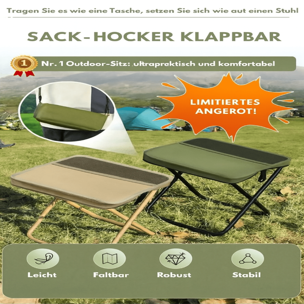 Portable waterproof backpack with integrated folding chair for hiking, camping, & outdoor events.