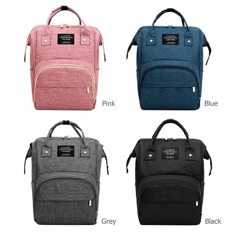 Back view of a comfortable unisex waterproof diaper backpack with padded straps, great for baby travel.