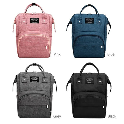 Back view of a comfortable unisex waterproof diaper backpack with padded straps, great for baby travel.
