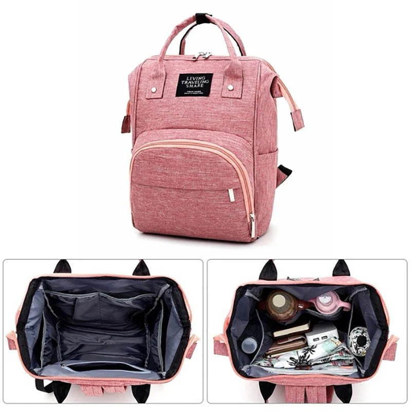 Stylish gray unisex diaper backpack, waterproof and spacious for all baby essentials, perfect for mom bag.