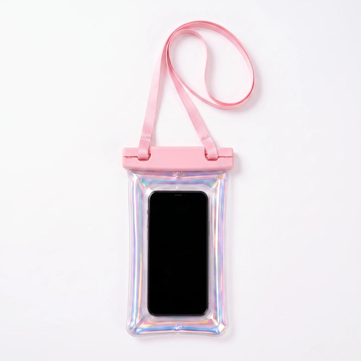 Secure unisex phone holder with neck strap, ideal for beach, pool, and water sports safety.