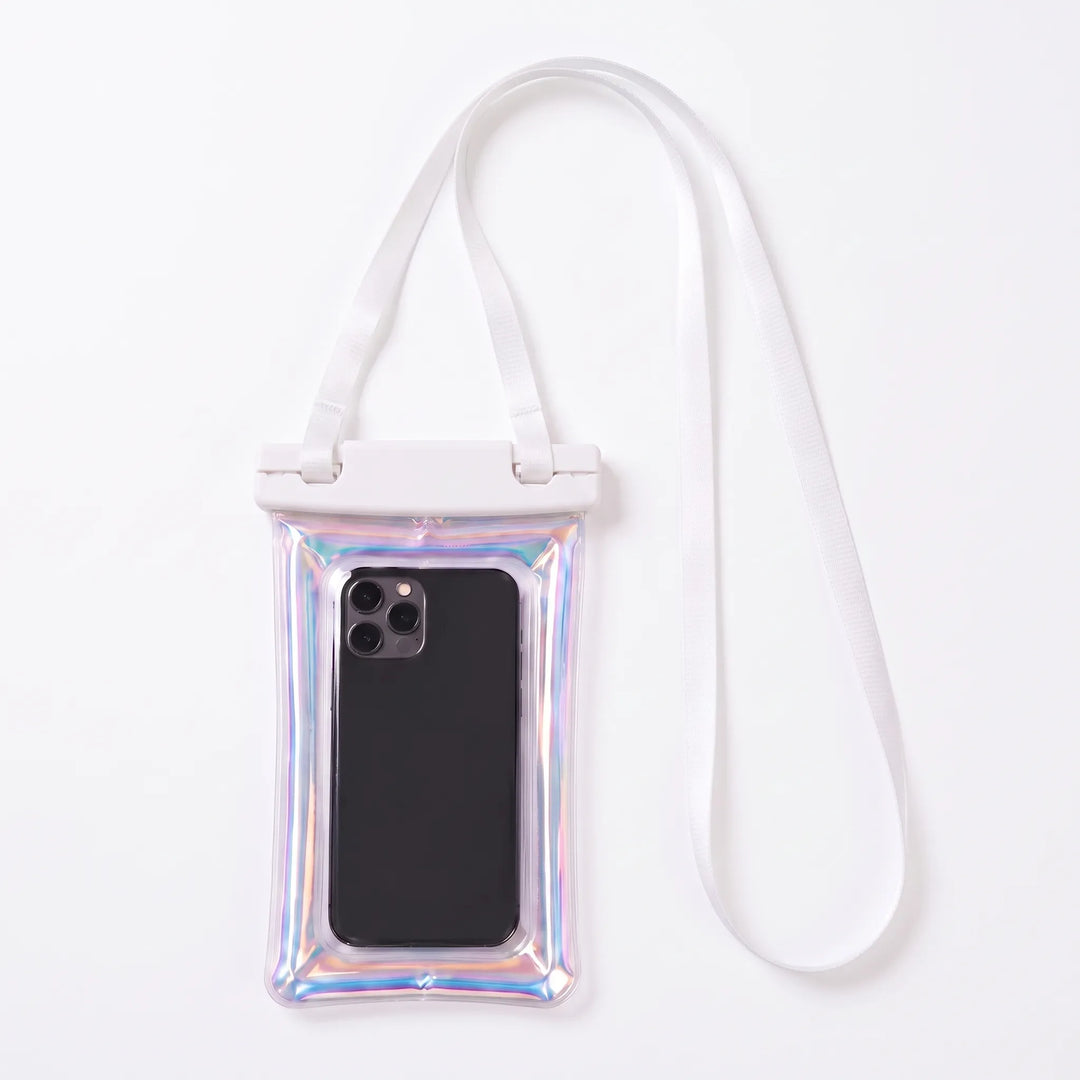 Clear waterproof phone pouch, protects devices during swimming, diving, or beach trips.