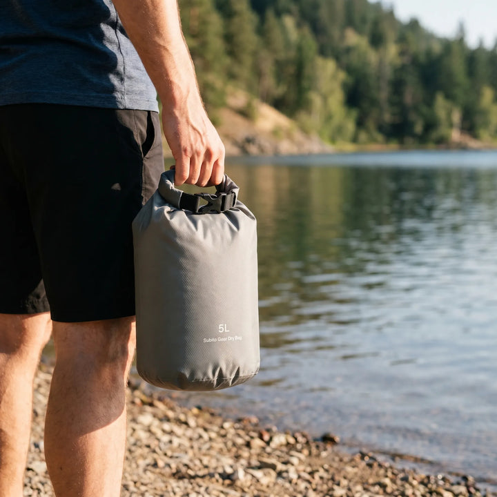 Unisex waterproof roll-top dry bag, perfect for camping, hiking, and outdoor gear protection.