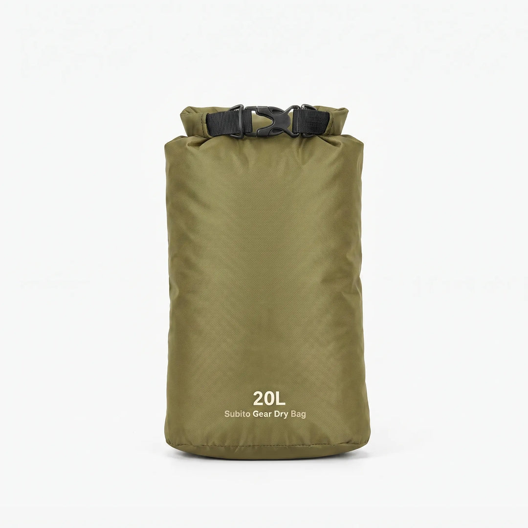 Compact roll-top dry bag, perfect for kayaking, paddleboarding, and beach trips.