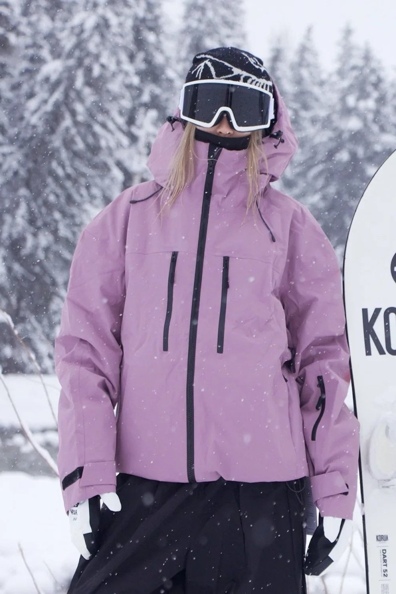 Back view of a unisex ski & snowboard jacket. Weather-resistant winter coat for layering in snow.