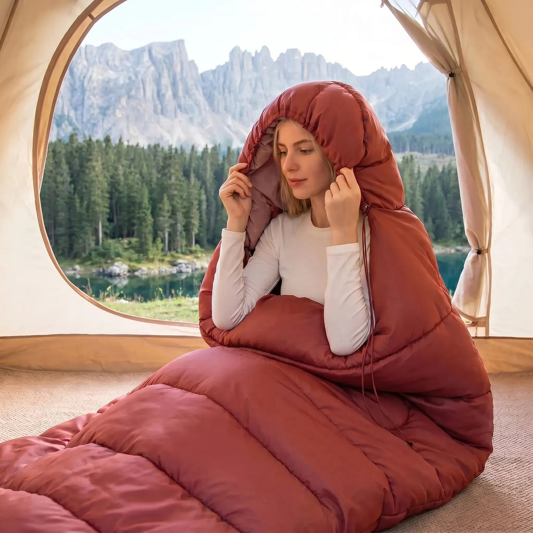 Adult's durable 3-season camping sleeping bag, designed for warmth & comfort in various outdoor conditions.