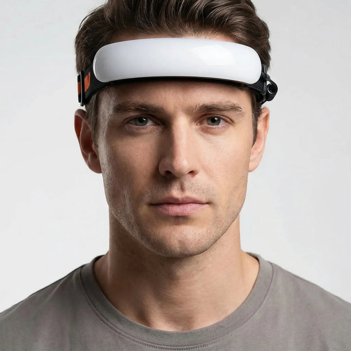 Rechargeable COB LED headlamp with wide beam, ideal for camping, hiking, and outdoor activities.