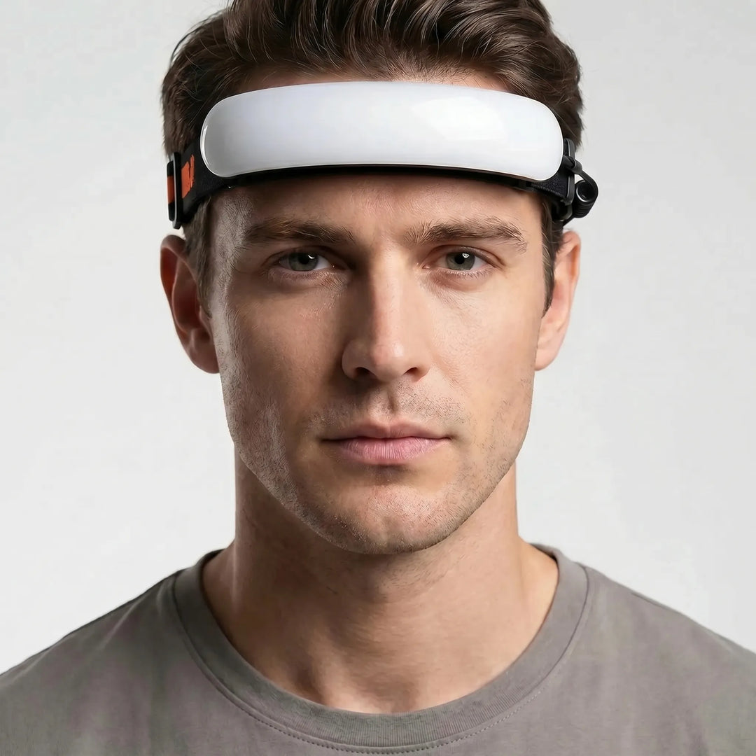 Powerful rechargeable COB headlamp with wide LED beam for hands-free outdoor use. Great for hiking.
