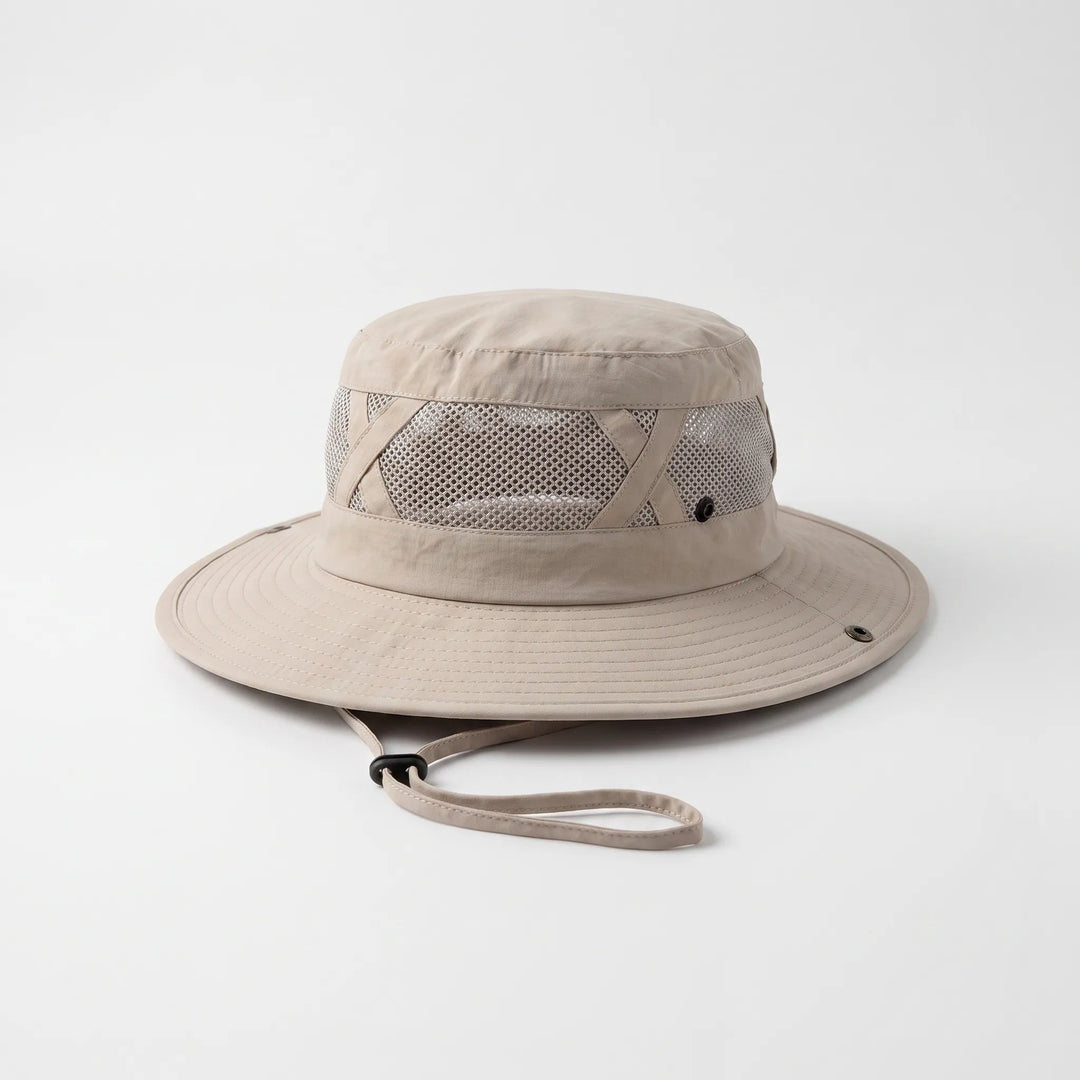 Wide brim UV protection sun hat for fishing & outdoor sports. Ventilated, adjustable & comfortable summer gear.