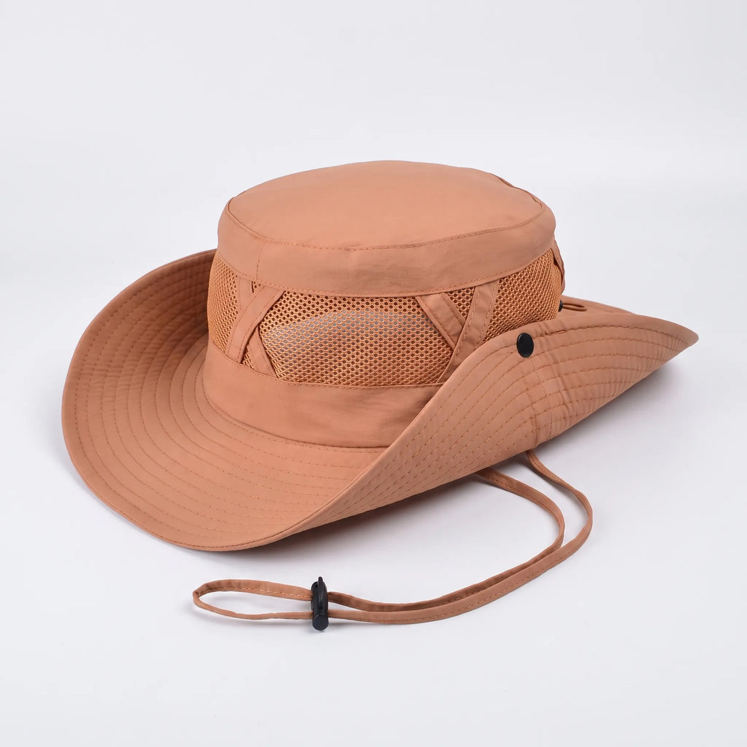 Ventilated unisex fishing sun hat. Wide brim, UPF 50+ UV protection, ideal safari, outdoor, bucket hat.