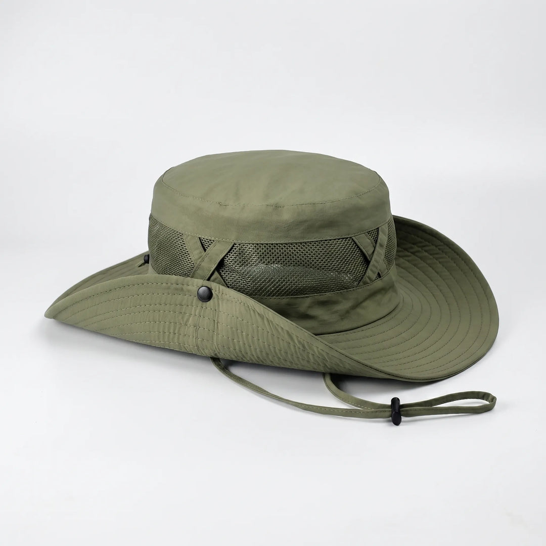 Essential summer gear: unisex wide brim sun hat. UV protection, ventilated for fishing, hiking, beach.