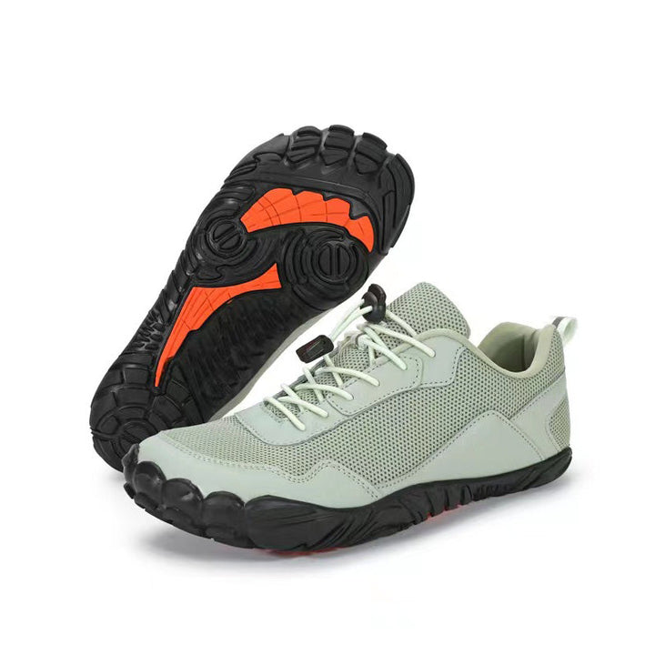 Adventure-ready unisex hiking shoes, wide toe box, orthopedic support, natural movement, breathable comfort.