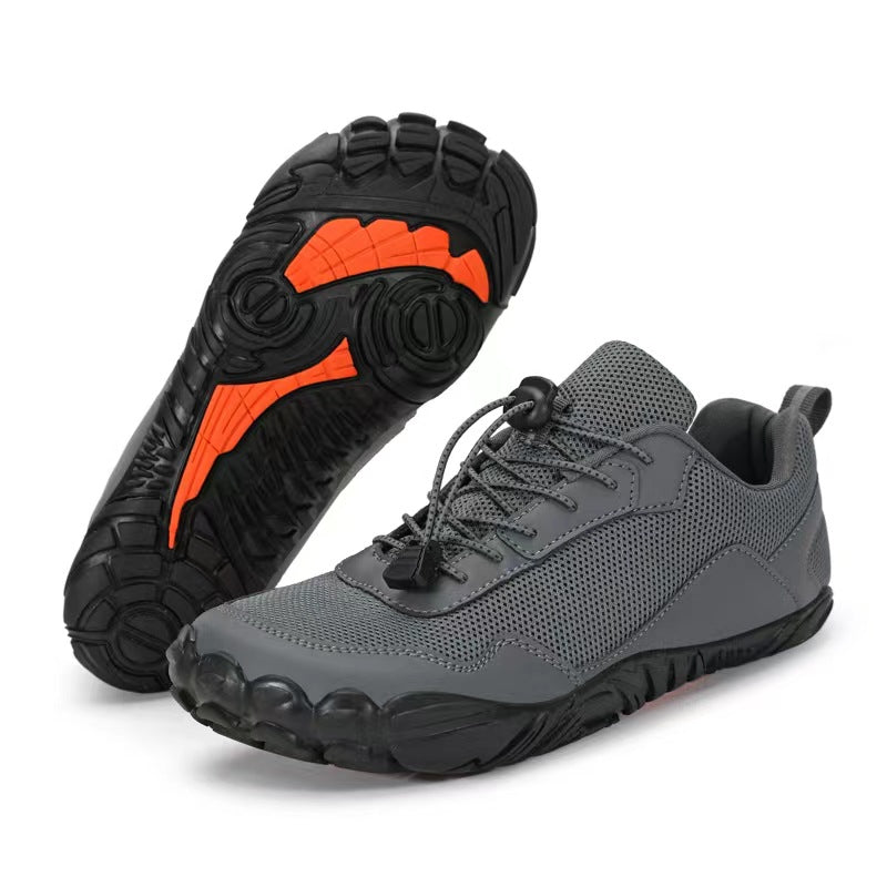 Zero-drop unisex hiking trainers, wide toe box, orthopedic comfort for natural movement on any trail.