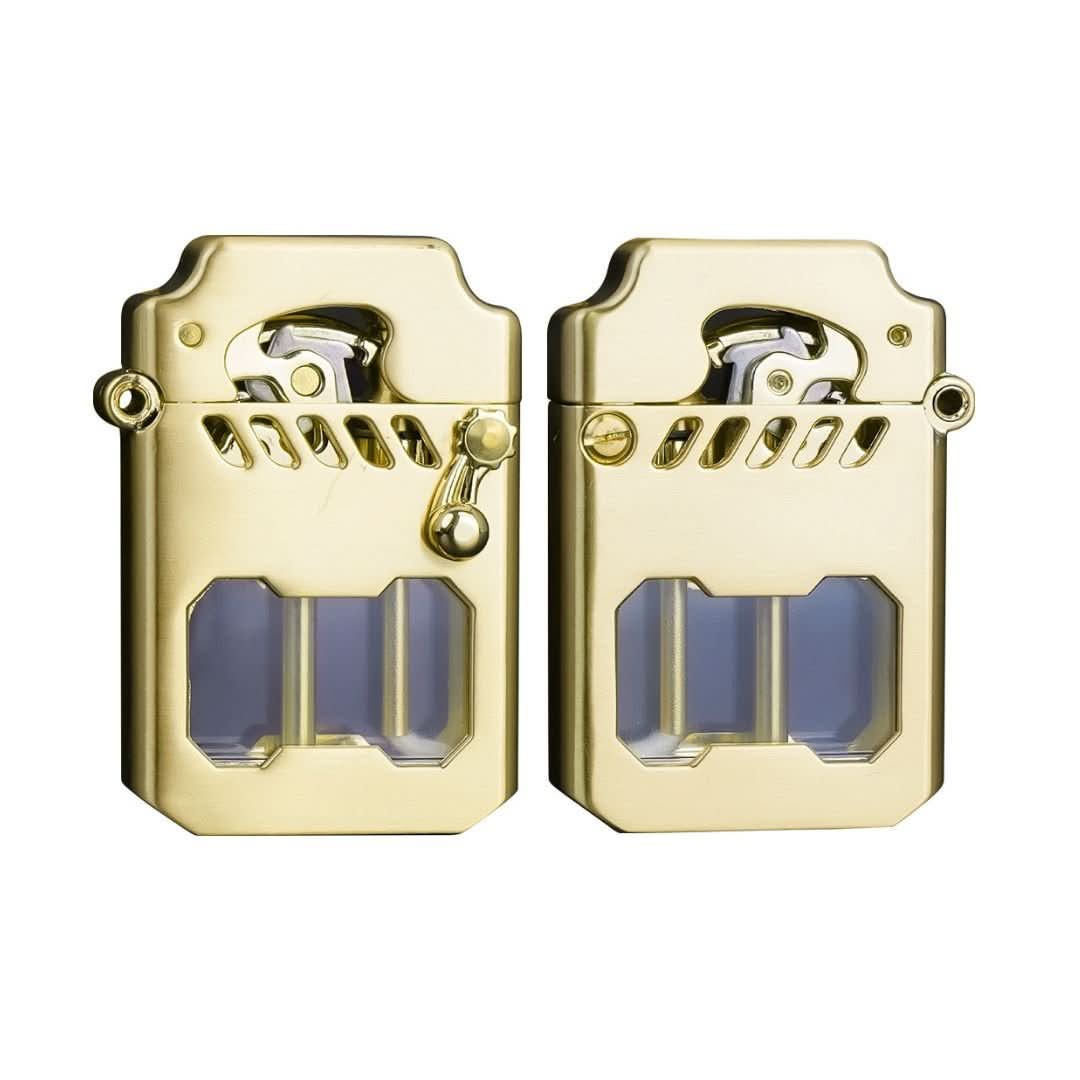 Durable windproof lighter, a unique accessory with a fully exposed, mesmerizing gear mechanism.