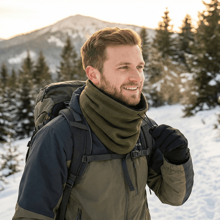 Unisex thermal neck warmer, ideal for skiing & hiking. Windproof cold weather gear & face cover.