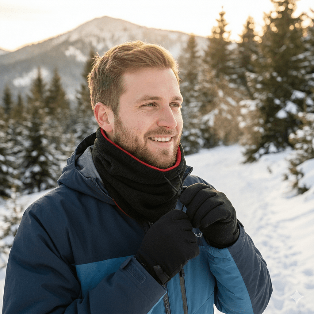 Warm, essential unisex neck gaiter. Windproof and thermal for cold weather outdoor sports.