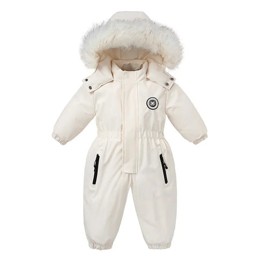 Unisex winter baby jumpsuit, warm ski suit for toddlers, cozy infant outerwear with hood