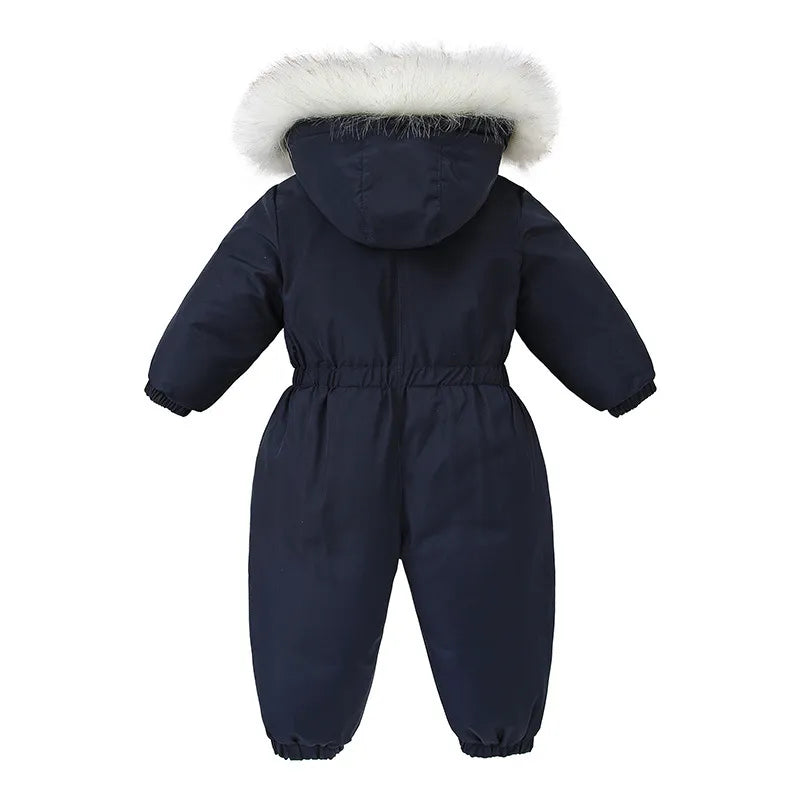 Practical unisex toddler ski suit, warm snowsuit for winter, easy-wear hooded jumpsuit