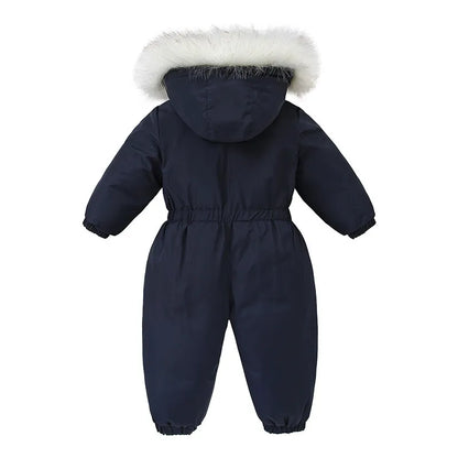 Practical unisex toddler ski suit, warm snowsuit for winter, easy-wear hooded jumpsuit