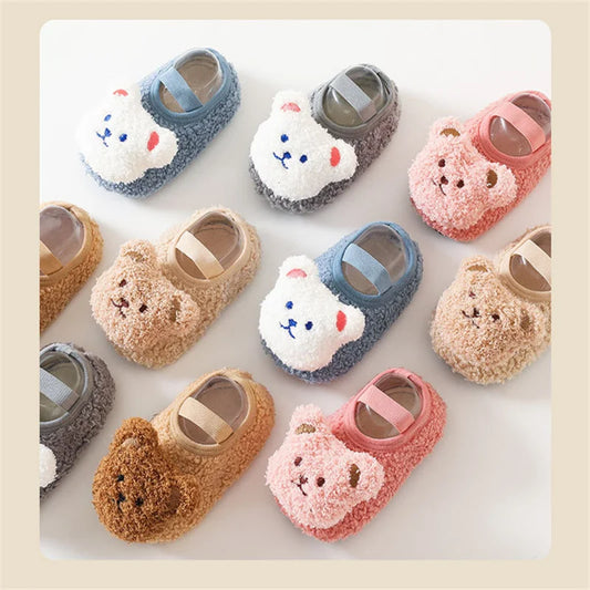 Unisex Winter Bear First Walker Shoes with anti-slip soles for infants