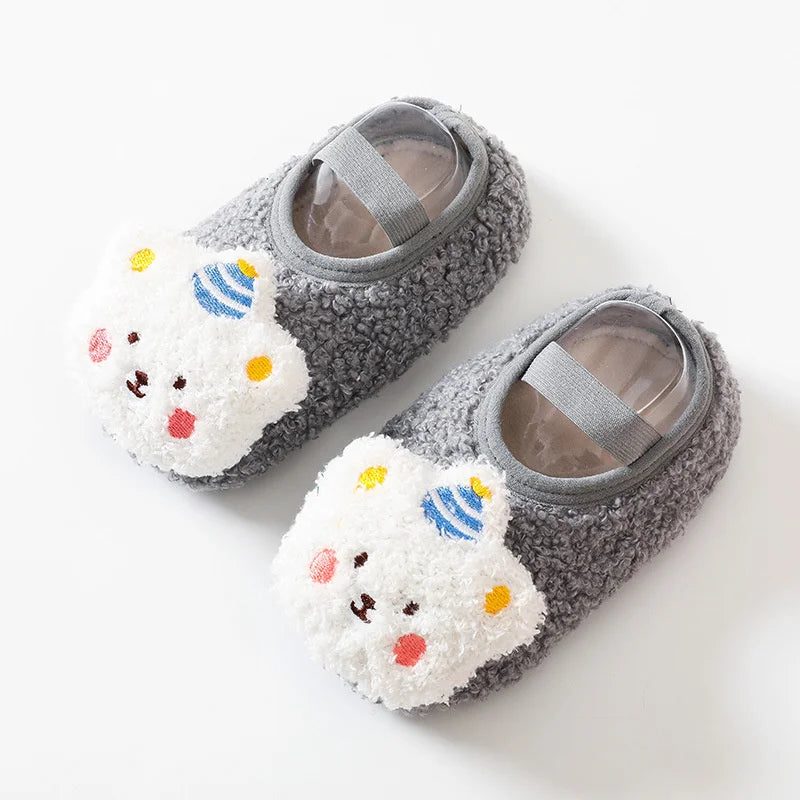 Unisex baby cotton shoes, Winter Bear First Walkers with robust anti-slip sole