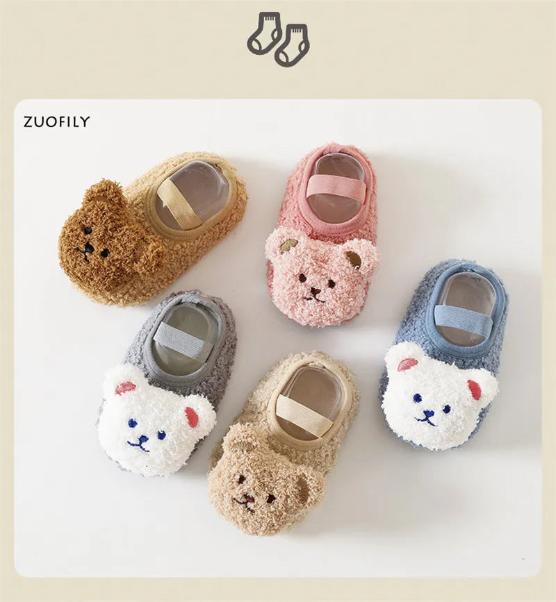 Winter First Walker Shoes featuring a playful bear motif and anti-slip technology