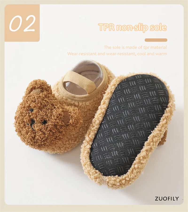Unisex anti-slip Winter Bear First Walker Shoes, ideal for indoor and outdoor wear