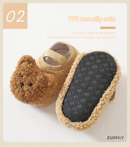 Unisex anti-slip Winter Bear First Walker Shoes, ideal for indoor and outdoor wear