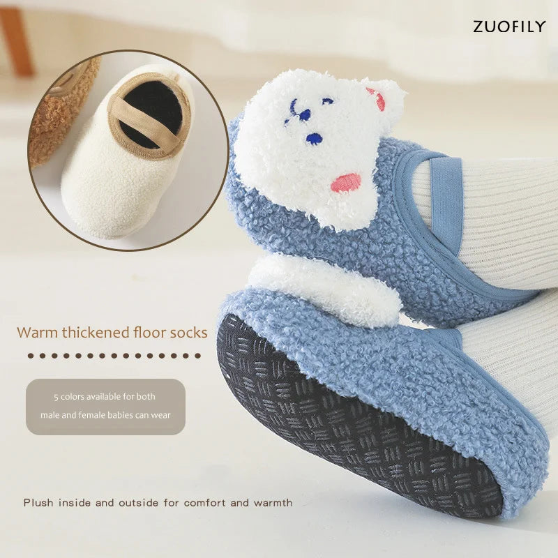 Pair of unisex baby Winter Bear First Walker Shoes, ideal for cold weather