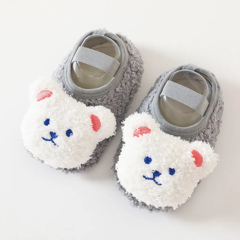Top-down view of cozy Winter Bear First Walker Shoes, perfect infant footwear