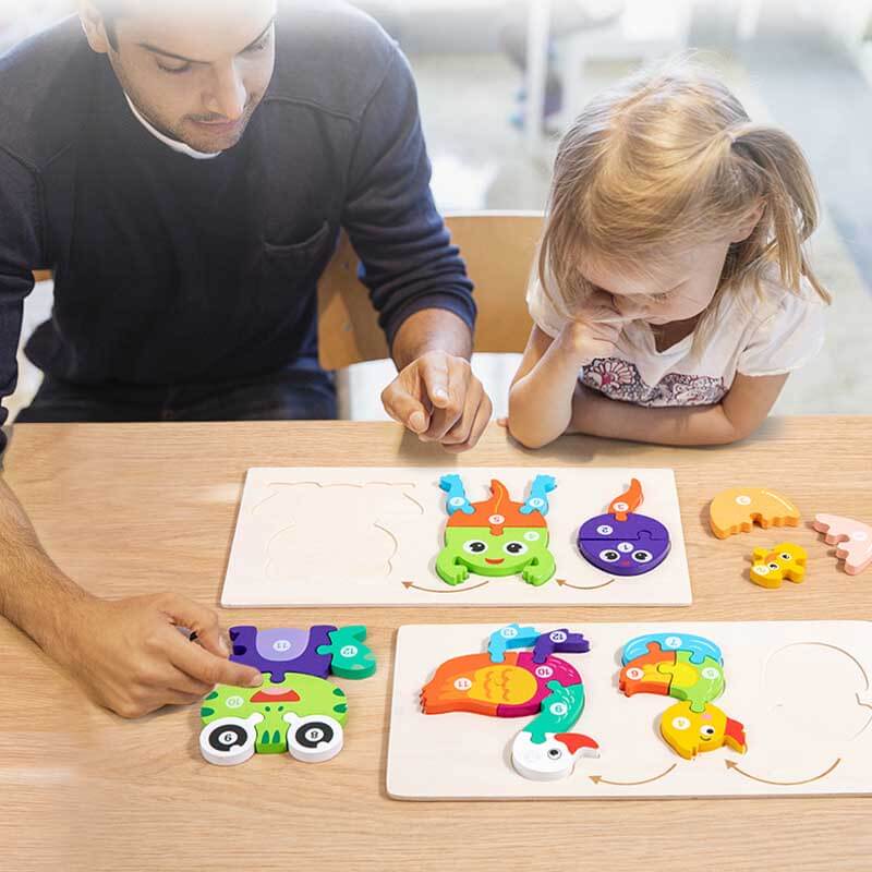 Unisex wooden animal growth puzzle for toddlers, educational and fun learning toy gift
