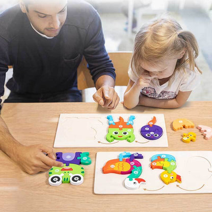 Unisex wooden animal growth puzzle for toddlers, educational and fun learning toy gift