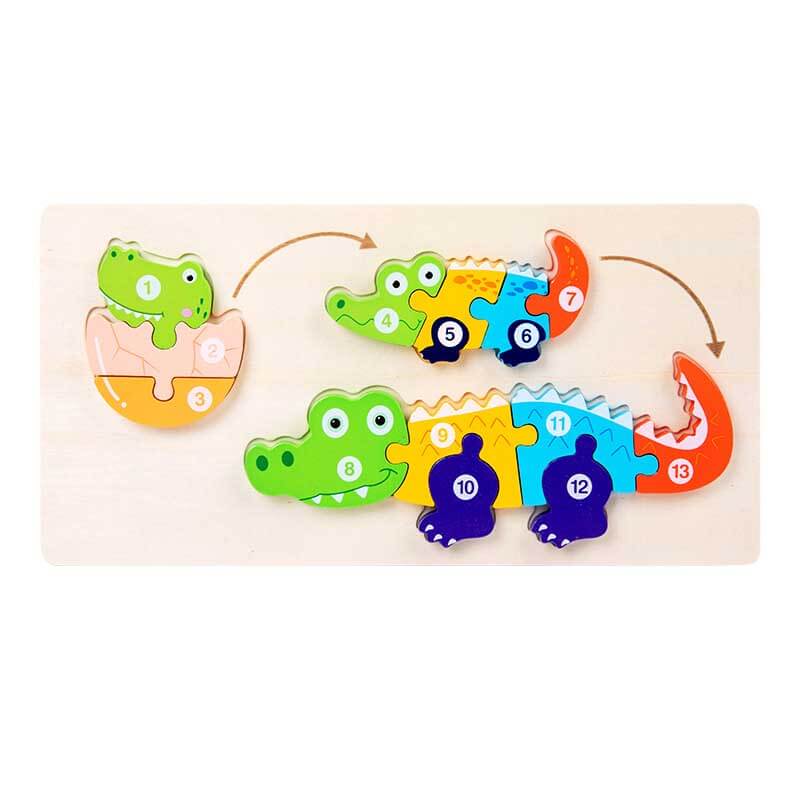 Kids learning with a wooden animal growth puzzle, educational and engaging toy gift