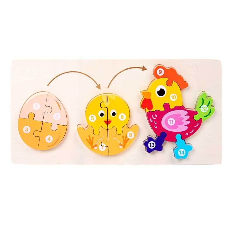 Wooden animal growth puzzle, a top educational toy for preschool kids and learning