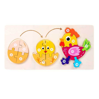 Wooden animal growth puzzle, a top educational toy for preschool kids and learning
