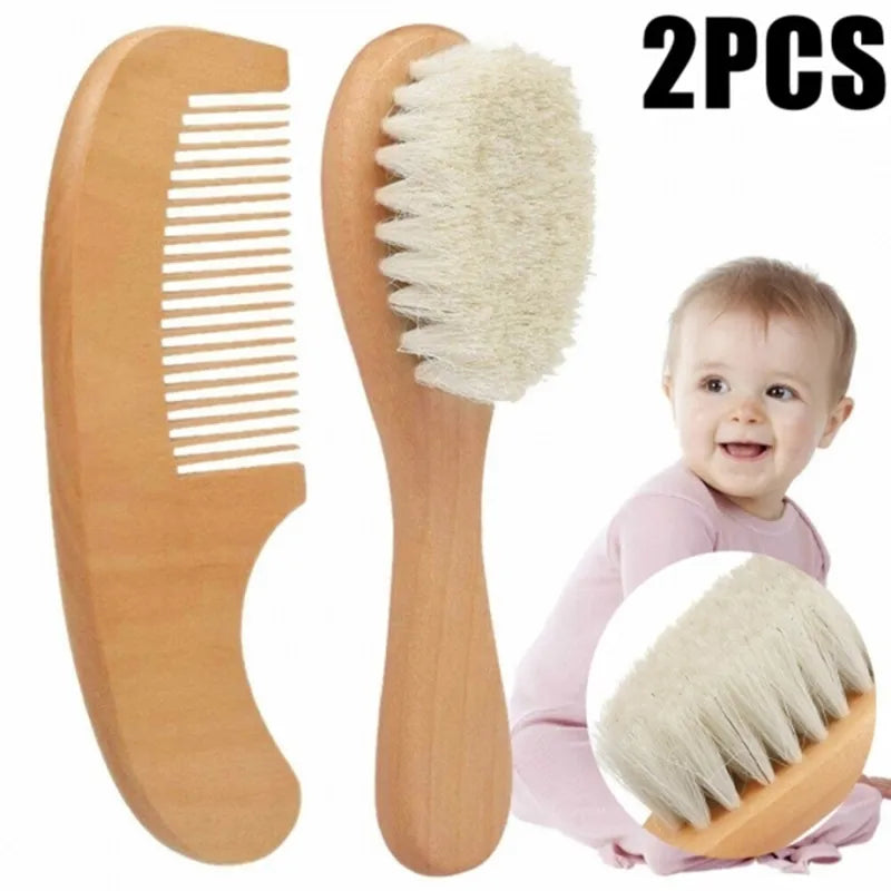 Eco-friendly wooden baby brush with rounded bristles for comfort