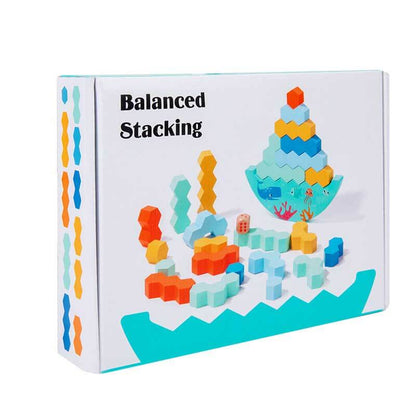 Vibrant wooden stacking blocks, a balance game toy to develop fine motor skills in children