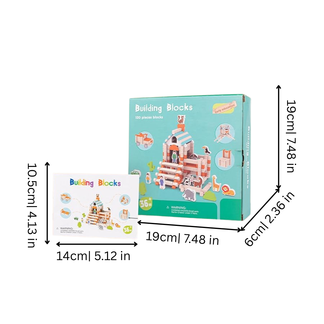 Kids interlocking log building set, educational wooden toys for preschool learning