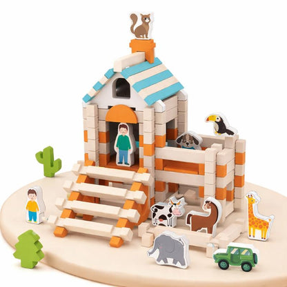 Family fun with wooden log set, building blocks for creative children's gifts