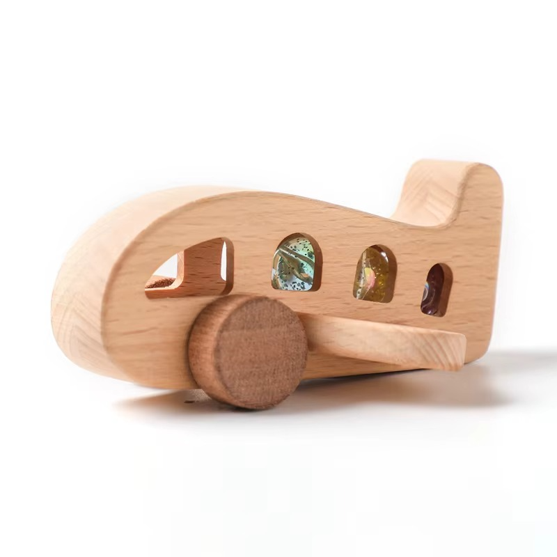 Wooden airplane, an ideal sustainable and educational Montessori toy for kids' early development