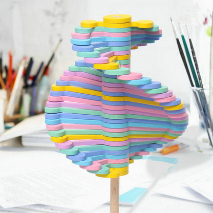 Close-up of a wooden rotating stress reliever for mindfulness and focus