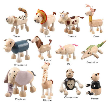 Unisex wooden safari animal figures set of 8 for toddler interactive play & preschool education